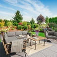 thumbnail image 1 of Dextrus 4 Pieces Patio Furniture Sets, Outdoor Sectional L-Shaped Sofa Set with Thickness Cushions and Table, Gray, 1 of 7