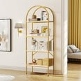 thumbnail image 1 of Dextrus 4 Tier Arched Bookshelf and Bookcase, Gold Modern Open Book Shelf, Mental Frame Storage Display Rack Shelves Organizer for Bedroom Living Room Office White& Gold, 1 of 7