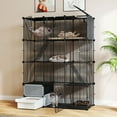thumbnail image 1 of Dextrus 4-Tier Cat Cage with Litter Box, Spacious Indoor Cat Enclosure with Platforms & Ramps for 1-3 Small Cats, Black,41"L x 14"W x 55"H, 1 of 9