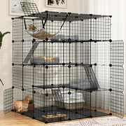 Dextrus 4 Tier Large Cat Cage，55" Spacious Metal Wire Crate Kennels with Hammock, Indoor/Outdoor Small Animal House Fence for 1-4 Cats. Versatile DIY Pet Crate Playpen