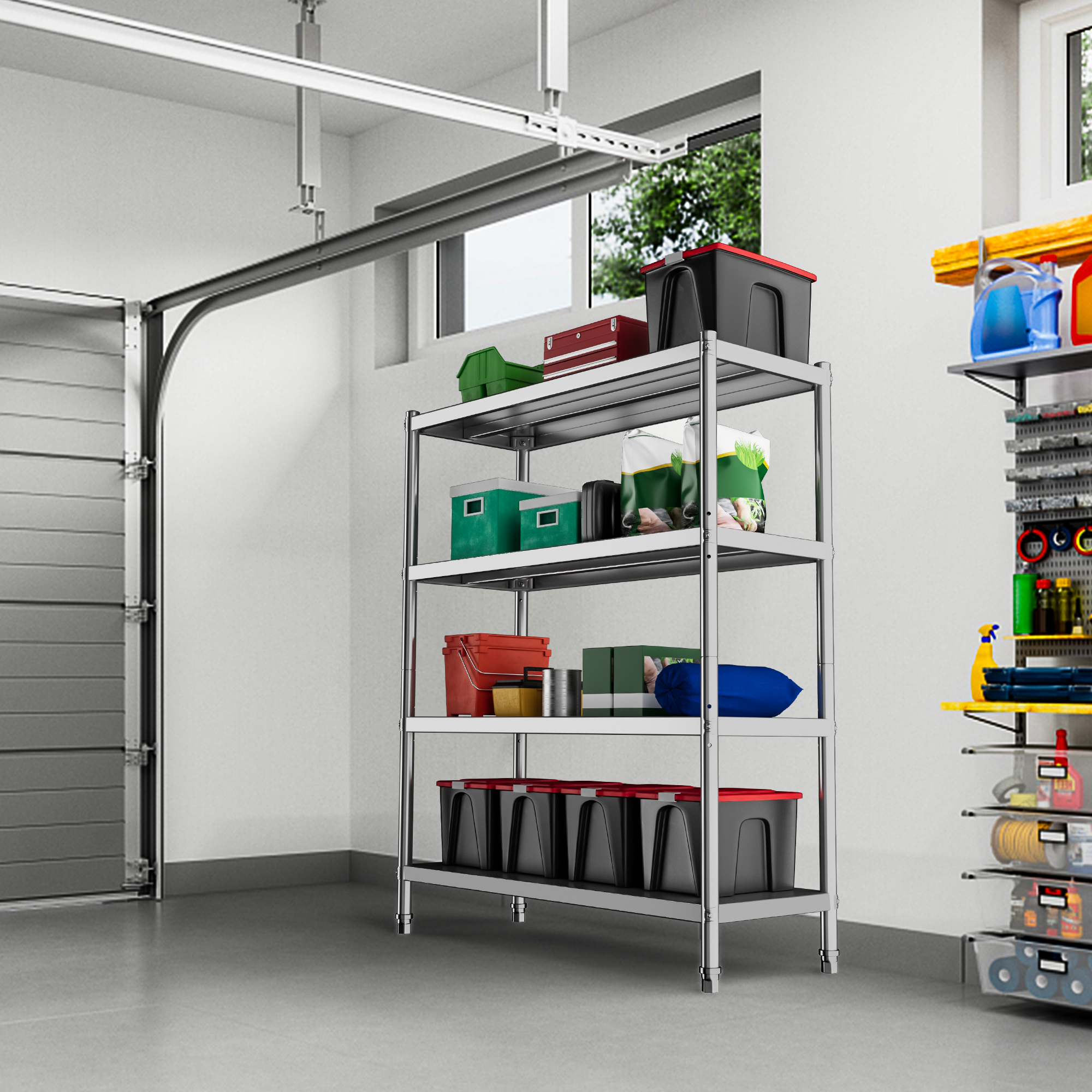 Dextrus 4 Tier Stainless Steel Shelves, Heavy Duty Shelving for Kitchen