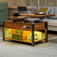 thumbnail image 1 of Dextrus 4-in-1 Lift Top Coffee Table with RGB Light, Storage, Power Outlets, Dual Tops, Brown, 1 of 10