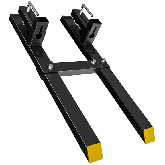 Dextrus 4000Lbs 60" Tractor Clamp on Pallet Forks Bucket Quick Attach with Stabilizer Bar Steel