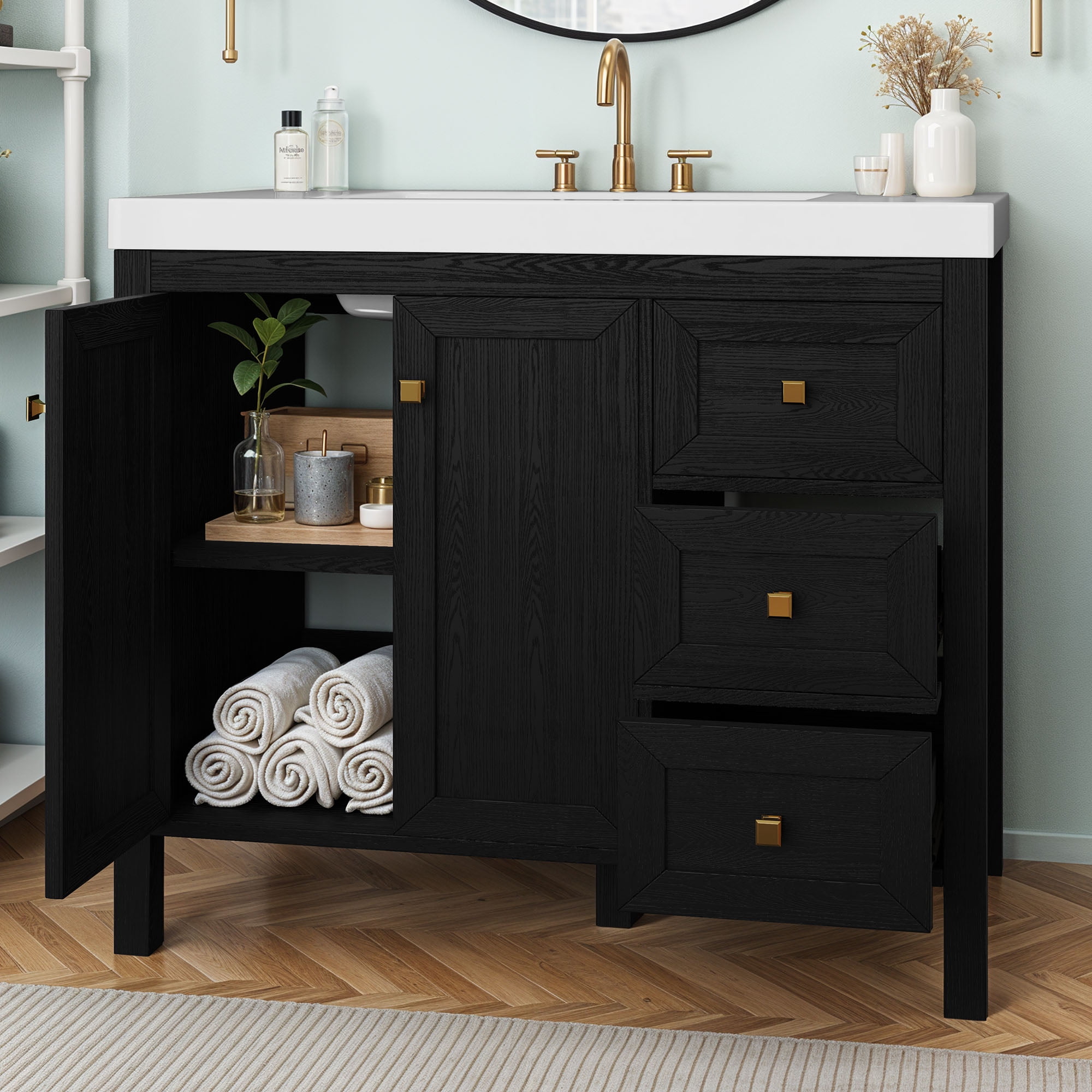 Dextrus 42'' Modern Bathroom Vanity with Sink Combo, Freestanding Bathroom Storage Cabinet with Drawers & Doors, Black