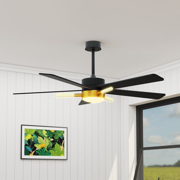 DEXTRUS 42" Black Modern LED Wall Mount Ceiling Fans with Lights and Remote Control