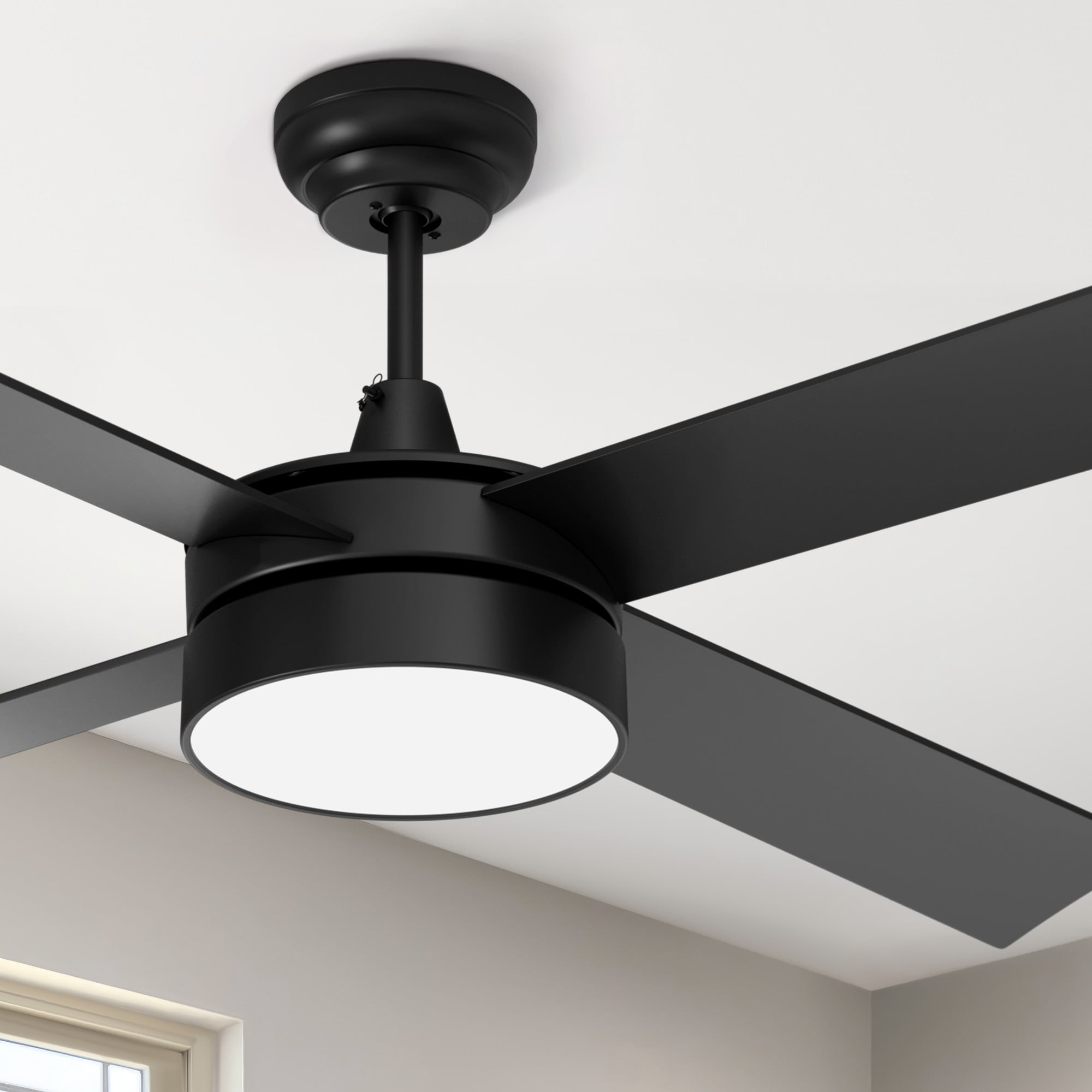 Dextrus 48" Black Ceiling Fan with Light Remote 4 Blades Memory Function & Night Light Mode