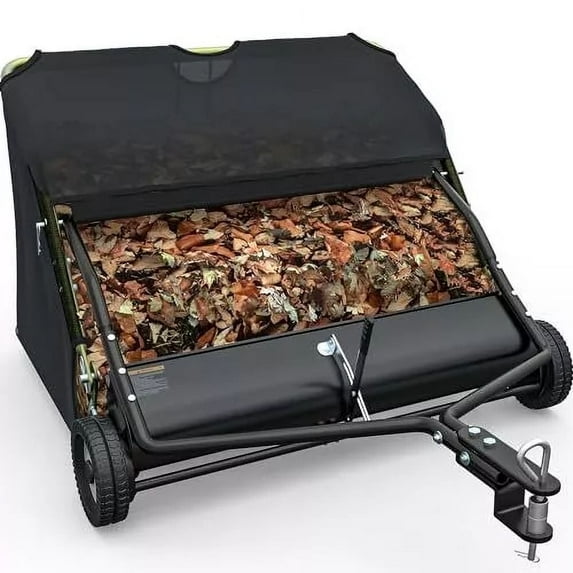 Dextrus 48" Tow Behind Lawn Sweeper Leaf Collector Sweeper for Lawn Grass Sweeper Hopper Garden