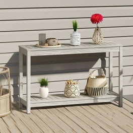 Better Homes Gardens Davenport Outdoor Patio Rectangular Steel Console Table Gray Walmart