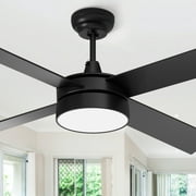 Dextrus 48in Black Ceiling Fans with Light and Remote, Dimmable Fanlight for Indoor Outdoor, Light Fan with Stepless Color Temperature, Memory Function, Night Light Mode,4 Blades