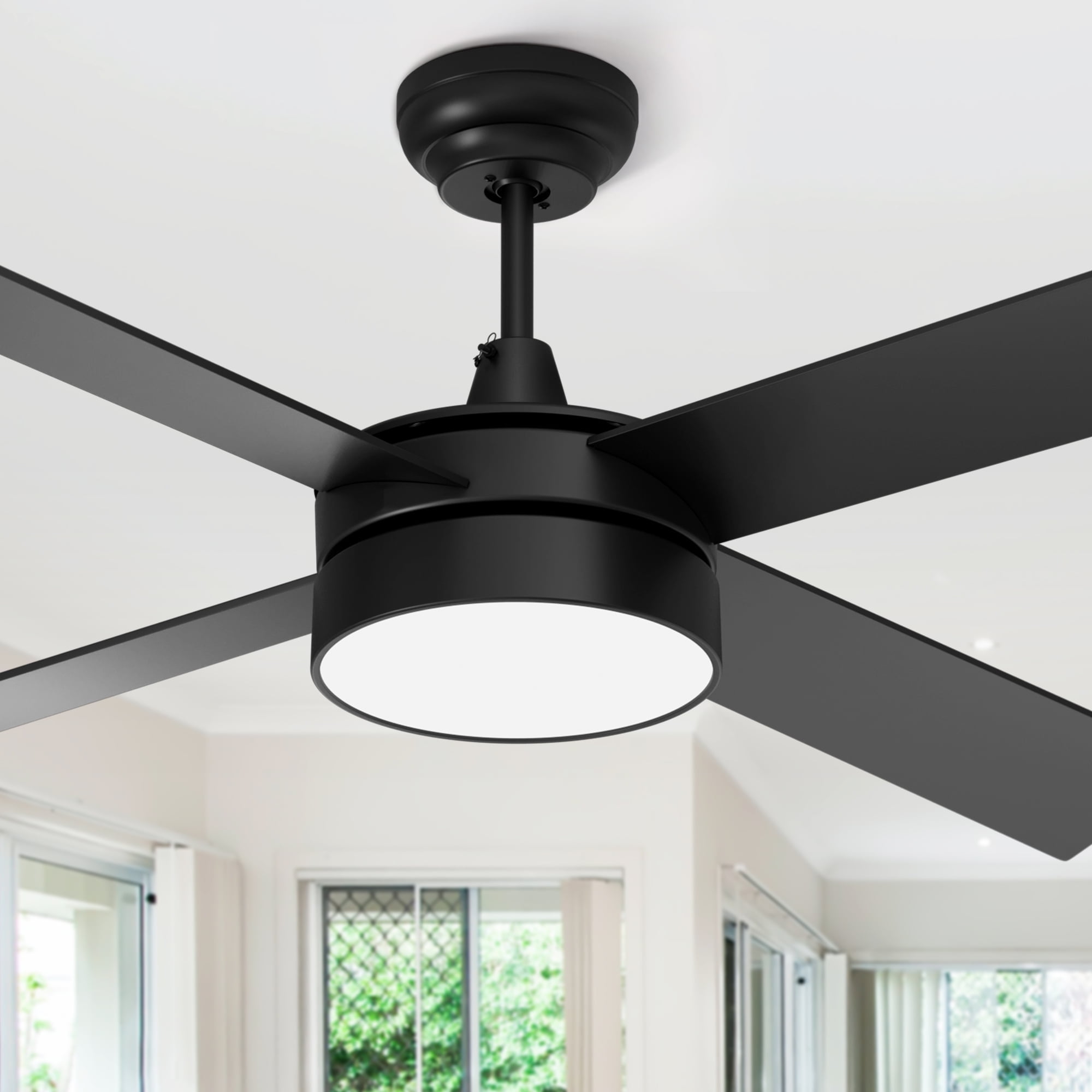 Hampton Bay Halwin 52 in. Indoor/Outdoor Matte Black Ceiling Hampton Bay Halwin 52 in. Indoor/Outdoor Matte Black Ceiling