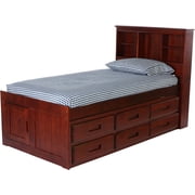 Discovery World Furniture Twin Size Bookcase Bed with 12 Drawers in Merlot