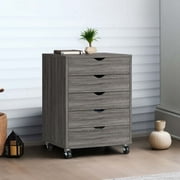 Dextrus 5 Drawer Mobile File Cabinet , Wood Filing Cabinet, Chest of Drawer, Rolling Storage Cabinet for Home Office,Gray