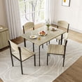 thumbnail image 1 of Dextrus 5 Piece Dining Set, Modern Wood Metal 42" Rectangular Table and 4 Chairs,Kitchen Breakfast Furniture-Light Brown, 1 of 8