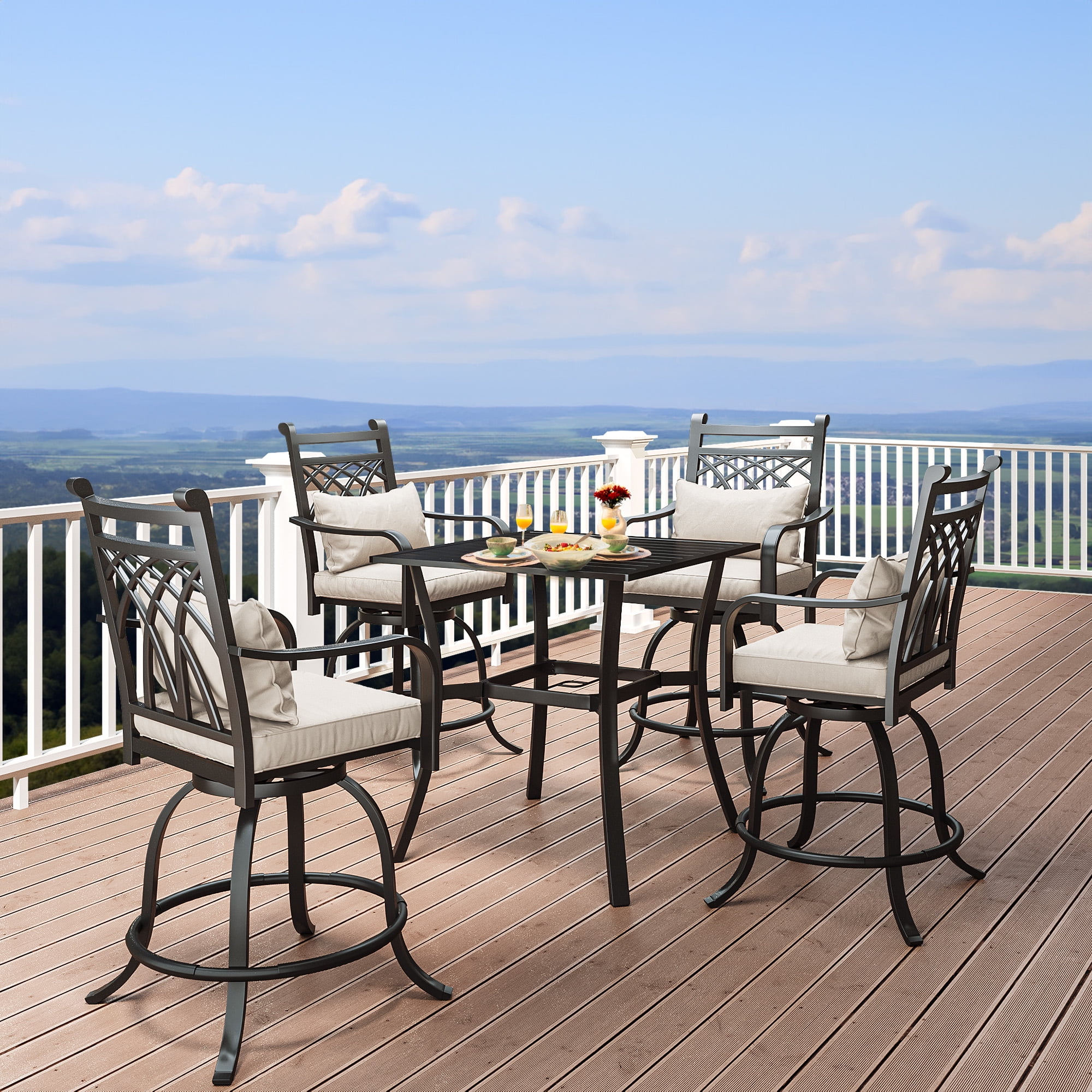 Outdoor Bistro Table Bar Height Patio Set With Umbrella Hole