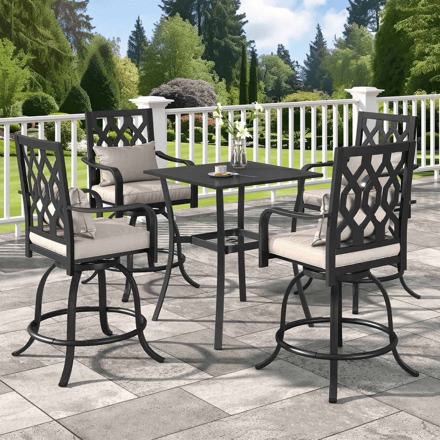Dextrus 5-Piece Patio Bar Table and Chairs Set with Umbrella Hole ...