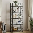 thumbnail image 1 of Dextrus 5-Tier Ladder Bookshelf, 65" Industrial Bookcase with Storage Shelves for Bedroom, Living Room, Office – Black, 1 of 8