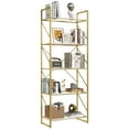 thumbnail image 1 of Dextrus 5-Tier Gold Bookshelf, Modern Open Display Bookcase with Metal Frame for Living Room, Bedroom & Office, 1 of 11