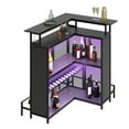 thumbnail image 1 of DEXTRUS 5 Tier Home Bar Unit, 43" Wine Cabinet with LED Lights, Mini Liquor Bar with Wine Rack and Footrest, Black, 1 of 8