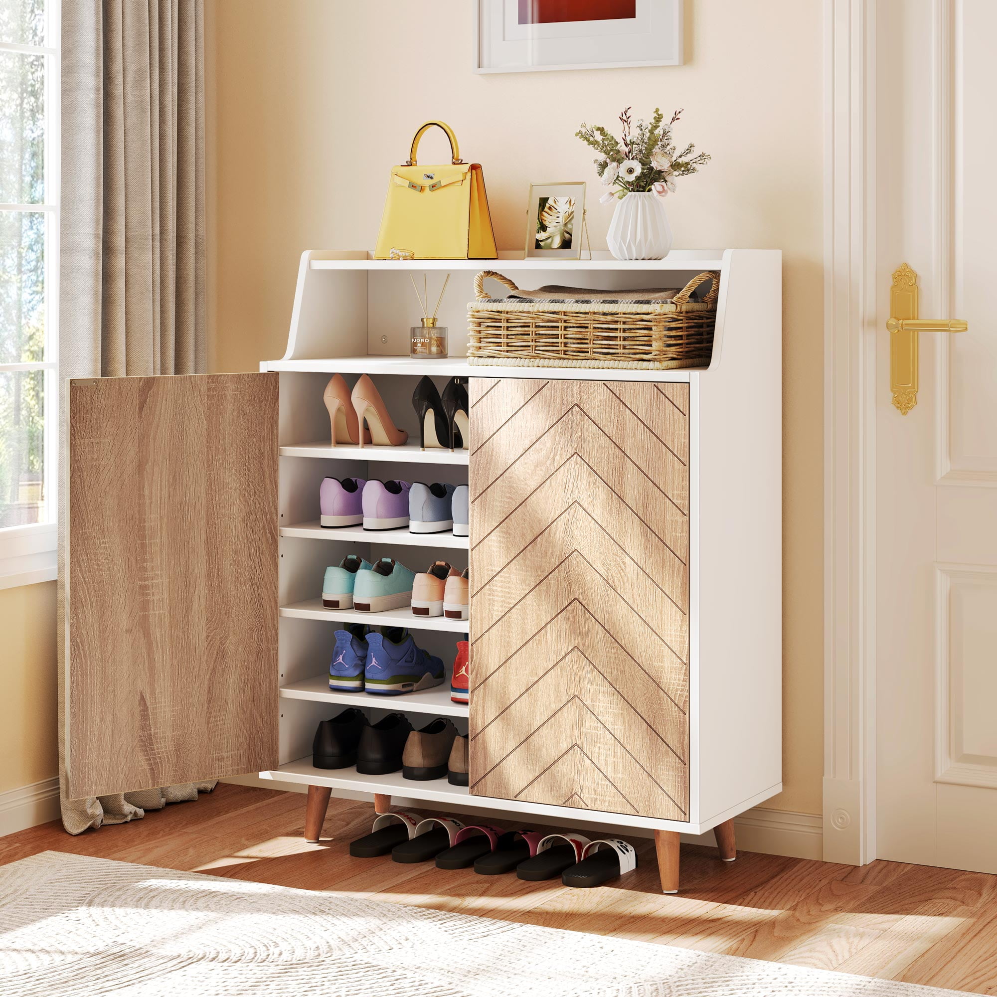 Dextrus 5Tier Shoe with Doors, Modern Shoe Storage