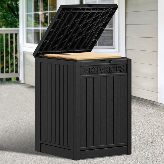 Dextrus 51 Gallon Outdoor Resin Storage Deck Box with Lockable Secure Waterproof ,Black