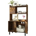 thumbnail image 1 of Dextrus 51" Wooden Cat Litter Box Enclosure Furniture, Stylish Hidden Cat Cabinet Furniture with Shelves Storage,Cat Litter Mat and Cat Scratching Post,Fit Most of Kitty Litter Box - Rustic Brown, 1 of 7