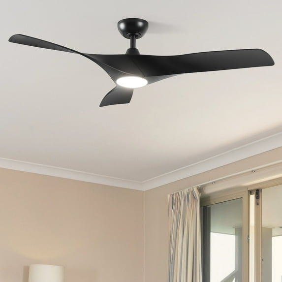 Dextrus 52" Energy-Efficient Ceiling Fan with Dimmable LED for All Seasons (Black)