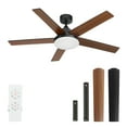 thumbnail image 1 of Dextrus 52" Ceiling Fan with Light and Remote Control, Modern Ceiling Fan with 6-Speed Quiet  DC Motor 5 Fan Blades - Black & Walnut, 1 of 12