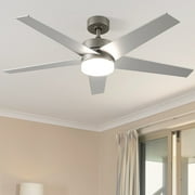DEXTRUS 52" Modern Ceiling Fan with Adjustable Light and Remote Control, for Bedroom, Silver