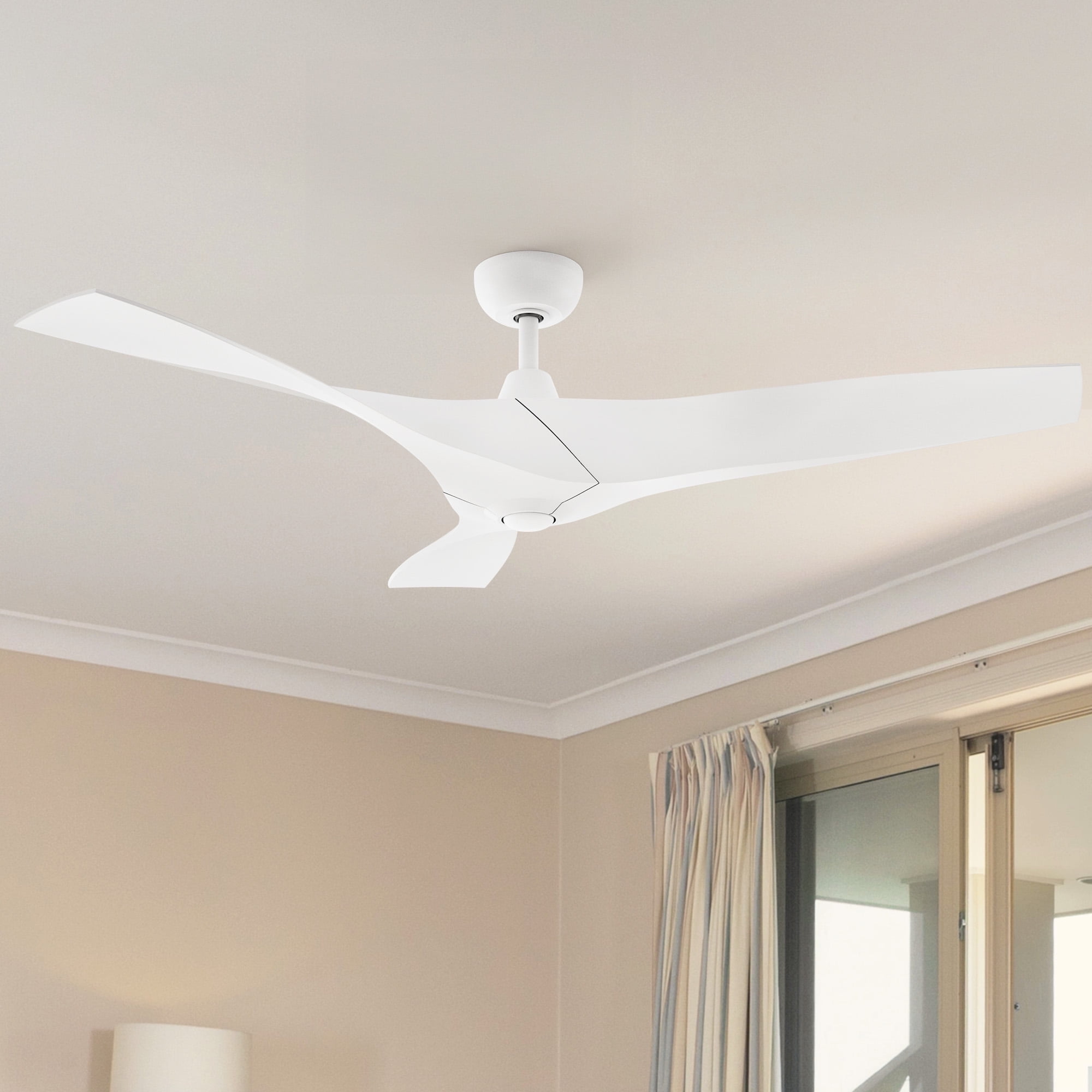 Dextrus 52" Modern Ceiling Fan with Noise-free DC Motor, 3 Powerful ABS Blades, Remote Control, Ideal for Living Room Bedroom Kitchen Study, Matte White