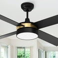 thumbnail image 1 of Dextrus 52in Ceiling Fan with Light and Remote, 3 Colors Light Changing, 3 Speed, 4 Blades,Reversible Airflow for Outdoor/Indoor, Black & Gold, 1 of 10