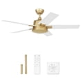 thumbnail image 1 of Dextrus 52in Modern Ceiling Fan with Wall Switch Remote, Quiet Reversible Motor, White Gold Ceiling Fan No Lights, 6-Speed 5 Blades Memory Function for Bedroom Living Room Patio Porch Gazebo, 1 of 10