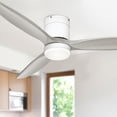thumbnail image 1 of Dextrus 52in White Gray Flush Mount Ceiling Fan with Remote Control, 1 of 9