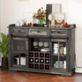 thumbnail image 1 of Dextrus 53" Buffet Sideboard with Sliding Door, Farmhouse Kitchen Storage Cabinet with Charging Station & Drawers & Wine Rack, Rustic Brown, 1 of 9