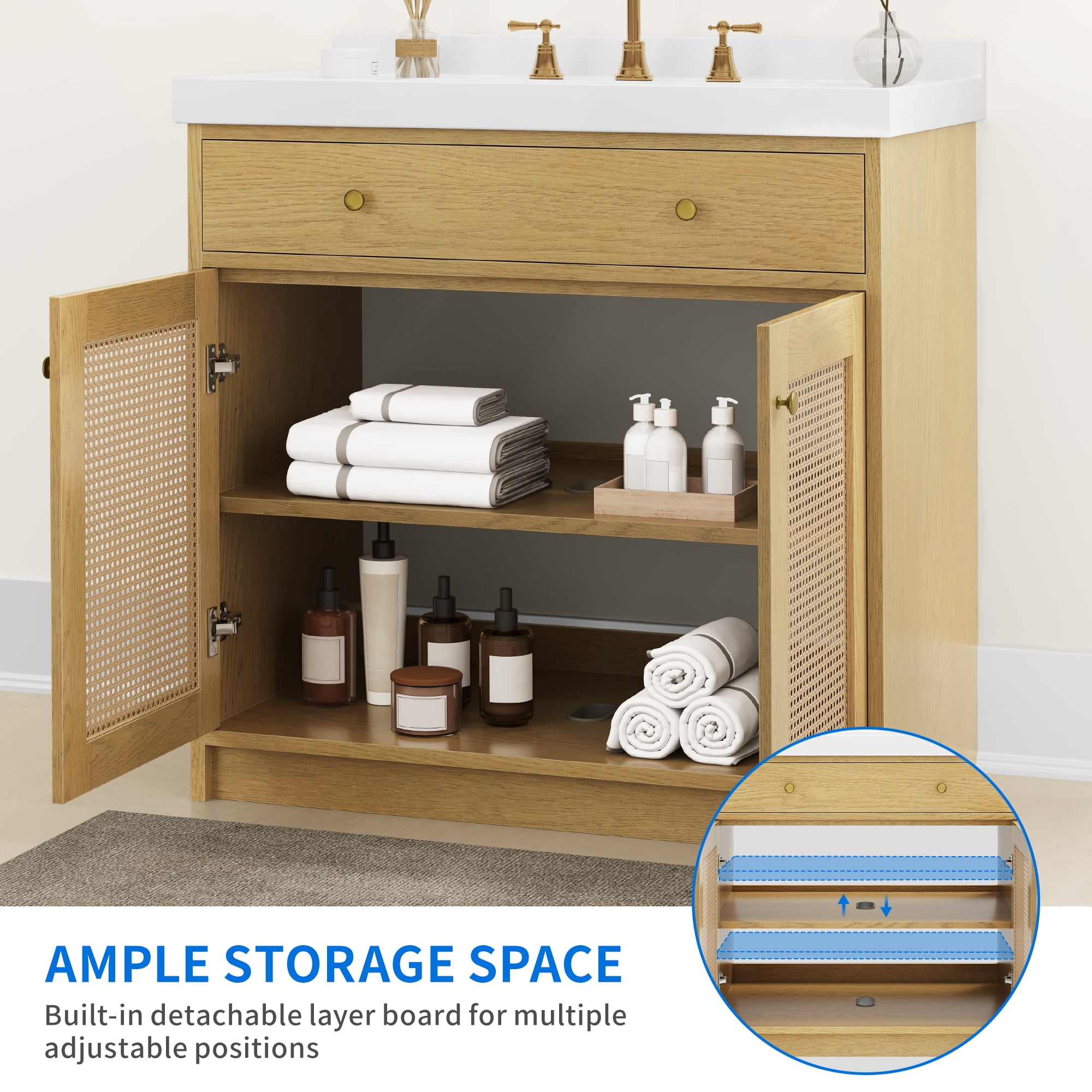 Dextrus 58.3'' Free Standing Double Sink Bathroom Vanity in Black with