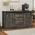 thumbnail image 1 of DEXTRUS 59" Sideboard Buffet Cabinet with Doors & Drawers, Farmhouse Kitchen Storage Cabinet with Adjustable Shelves, Dark Oak, 1 of 11