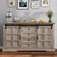 thumbnail image 1 of DEXTRUS Sideboard Buffet Cabinet Farmhouse Kitchen Storage Cabinet with 2 Doors, 4 Drawers, Adjustable Shelves, 59 Inch, Wash Gray, 1 of 11