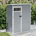 thumbnail image 1 of Dextrus 5x3FT Outdoor Storage Shed with Windows, Floor, Lockable Doors, Waterproof Plastic, Gray, 1 of 8