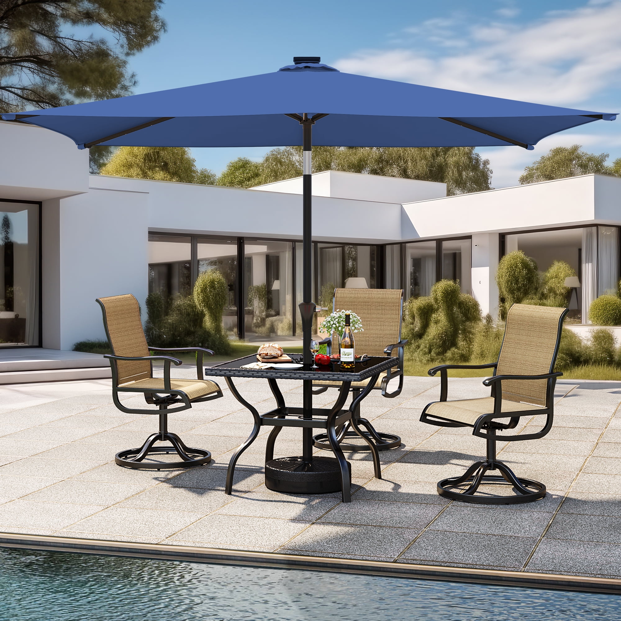 Dextrus 6.5x10FT Outdoor Patio Umbrella with 26 LED Lights,Patio Table ...