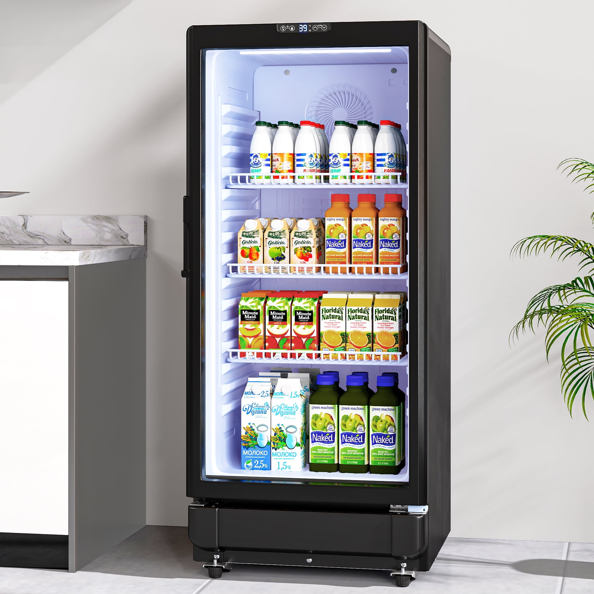 Dextrus 6 Cu.Ft. Beverage Refrigerator with Glass Door, Lock, LED Light & Keys for Bar Office Gym