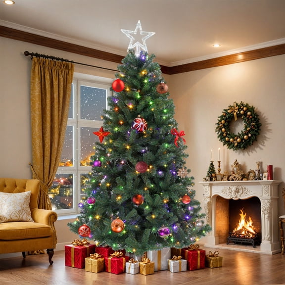 Dextrus 6 Ft Prelit Spruce Christmas Tree With 35 Pine Cones Hinged dextrus-6-ft-prelit-spruce-christmas-tree-with-35-pine-cones-hinged