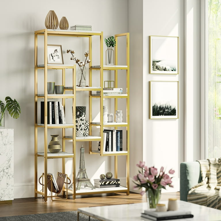 5 Tier Bookshelf Arched Bookcase Modern Standing Bookshelves Tall Display  Racks Metal Book Shelf for Bedroom, Living Room, Home Office