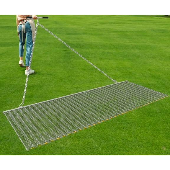 Dextrus 6' x 3' Field Drag Mat for Baseball & Softball, Galvanized Lawn Leveling Drag Mat, Works with Hand, ATV & UTV, Silver