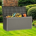 thumbnail image 1 of Dextrus 60 Gallon Outdoor Resin Deck Box,Weatherproof&Lockable Rattan Storage Box with Handles for Garden Patio,Light Brown, 1 of 10