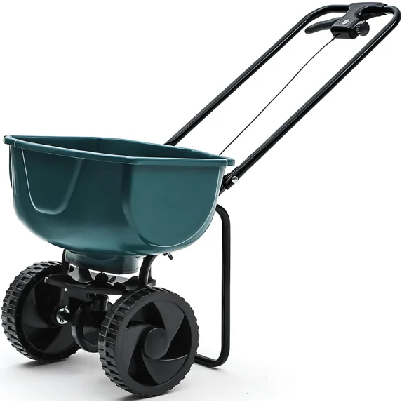 Dextrus 60 LB Push Broadcast Spreader for Lawn Garden With Adjustable Flow Settings
