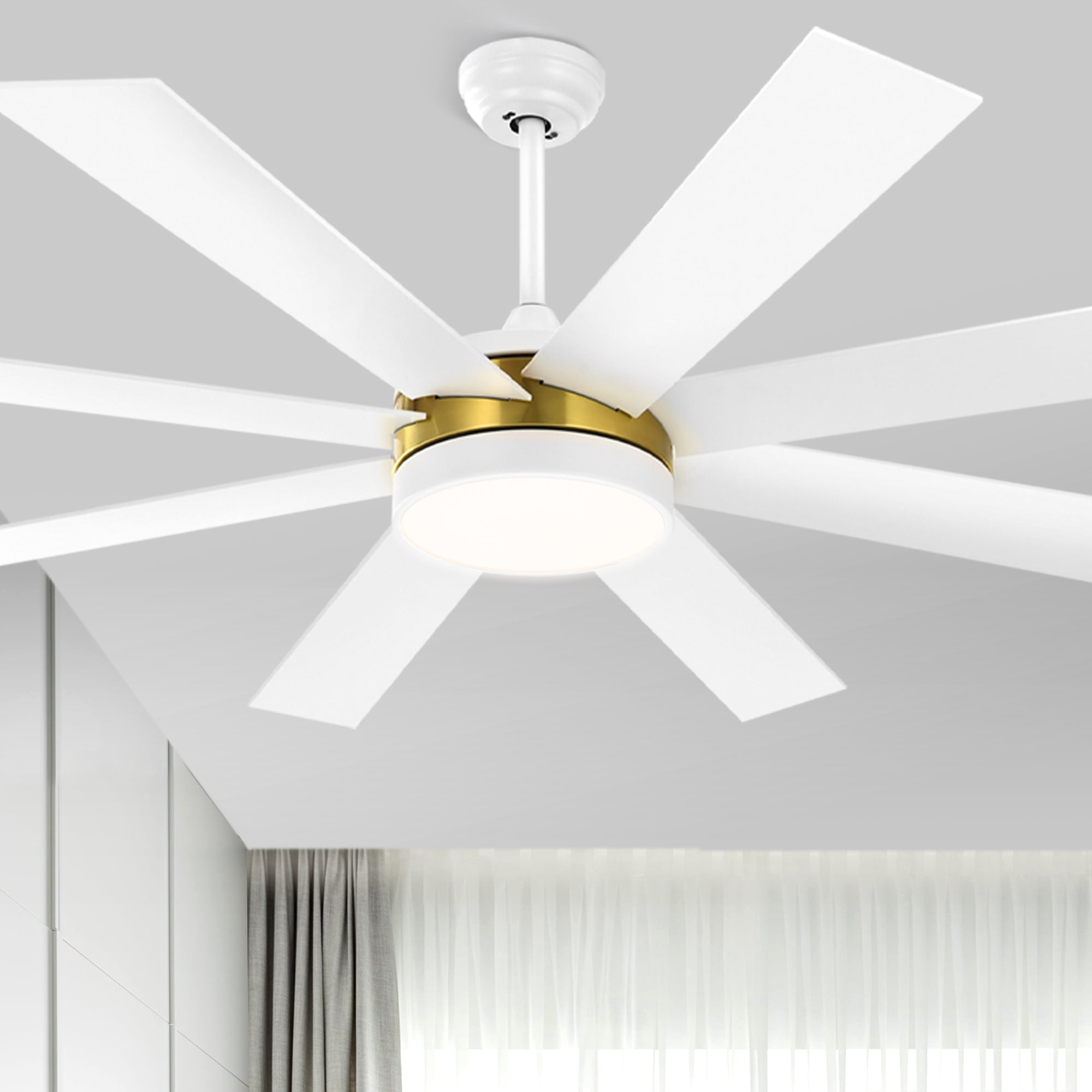 Dextrus 60'' White and Gold LED Modern Indoors Ceiling Fan with Remote