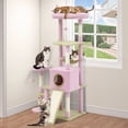thumbnail image 1 of Dextrus 61" Tall Flower Cat Tree Tower, Indoor Cute Cat Climbing Tower with Cat Condo, Hammock, Cute Sisal Scratching Posts and Perches, Pink & Green, 1 of 10