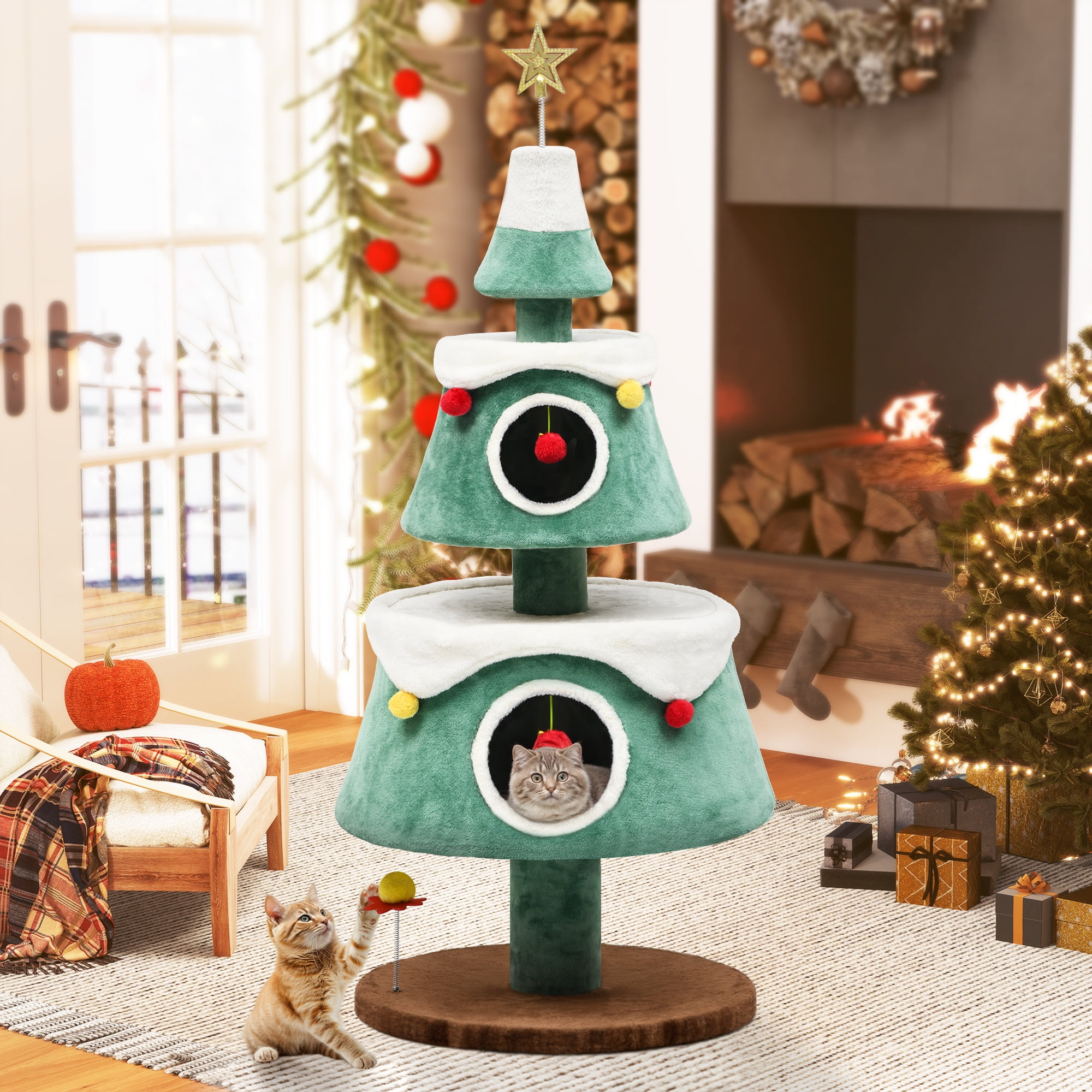 Keep Your Cat Out of the Christmas Tree With One of These Festive Towers