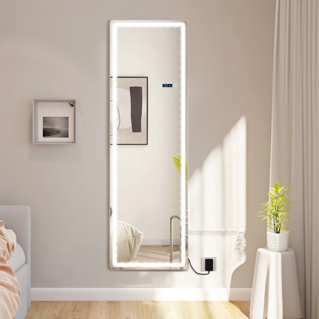 Dextrus 63"x20" FullLength Mirror with LED Lights, Rectangle Free