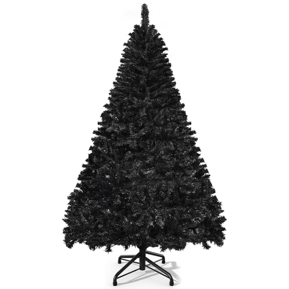Dextrus 6ft Premium Spruce Artificial Christmas Tree, Halloween Artificial Christmas Pine Tree with 818 Branch Tips,Metal Hinges & Foldable Base, for Home, Office and Party Decor,Black