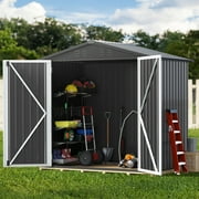 Dextrus 6x4 FT Outdoor Storage Shed, Large Metal Tool Sheds, Heavy Duty Storage House with Lockable Doors & Air Vent for Backyard Patio Lawn to Store Bikes, Tools, Lawnmowers